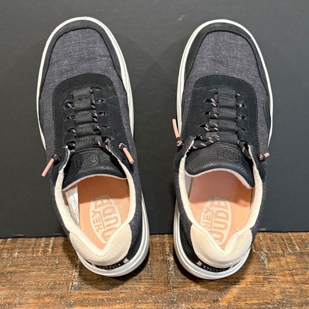 Hey Dude Sirocco Sneakers Women's 8 Black Platform Lace Up Lightweight Casual - Picture 2 of 7